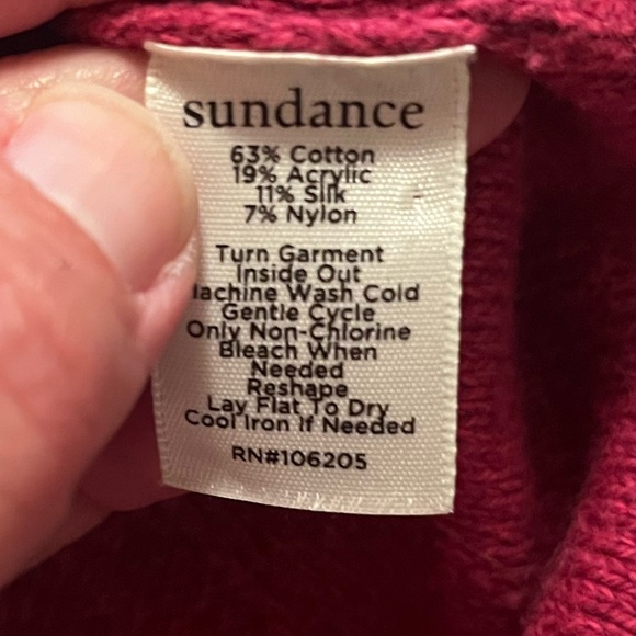 Sundance Raspberry Button-Accent Silk Blend Sweater PXL - Picture 6 of 6